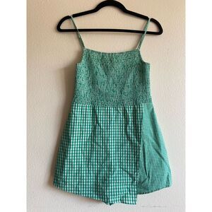 Urban Outfitters Plaid Romper Skort Green SIZE S